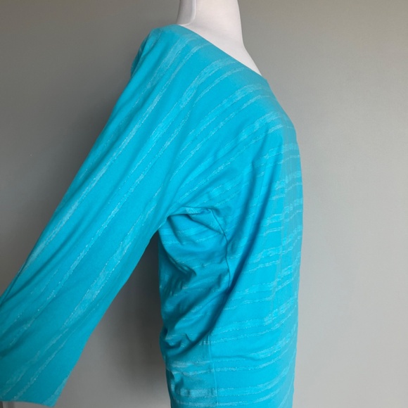 Athleta Blue Shimmer Stripe Dory Dolman Tunic Top‎ - Picture 4 of 12